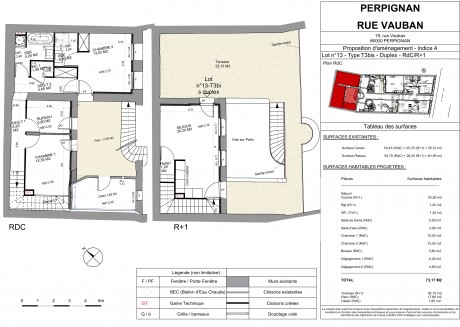 Lot 13 T3 Duplex - Le "19 Rue Vauban" le nouvel immeuble réhabilité à Perpignan
