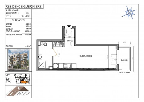 Lot 6 Studio - Résidence Guérinière