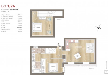 1/2A T3 Duplex - Cazeneuve de Pradines