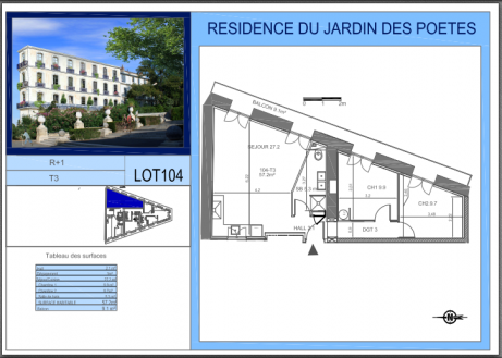 L104 T3 - Résidence le Jardin des Poetes