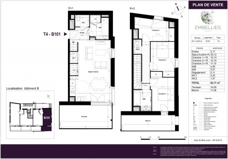 PLB101 T4 Duplex - Résidence "EMBELLIES"