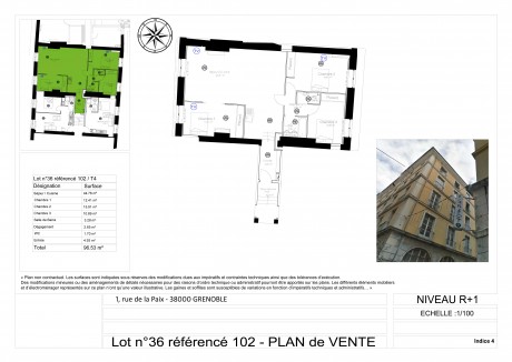 Lot-36 T4 - "1 Rue de la Paix" à Grenoble, vous trouverez un bel immeuble ancien rénové