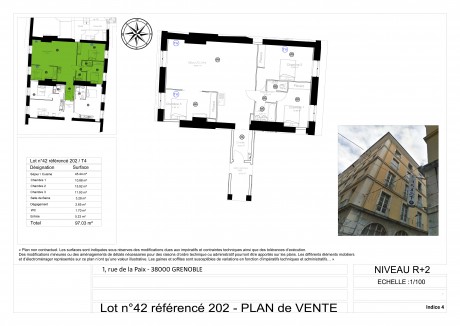 Lot-42 T4 - "1 Rue de la Paix" à Grenoble, vous trouverez un bel immeuble ancien rénové