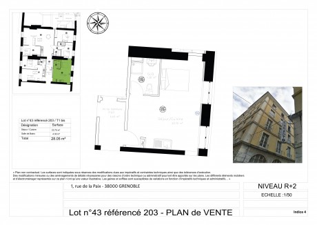 Lot-43 T1 Bis - "1 Rue de la Paix" à Grenoble, vous trouverez un bel immeuble ancien rénové