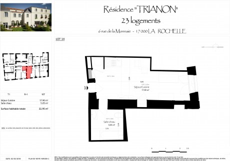 lot-14 T1 - Résidence "6, Rue de la Monnaie"