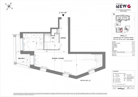 Lot 2101 T3 Duplex - Paris, Résidence New G