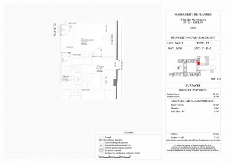 Lot M-218 T2 - Seclin, Résidence "Domaine Marguerite de Flandres"