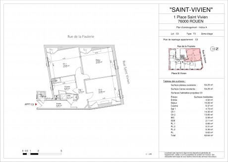 Lot C3 T3 - Rouen, Immeuble Saint-vivien