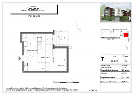 Lot B302 T1 - Résidence Le Léman à Gex