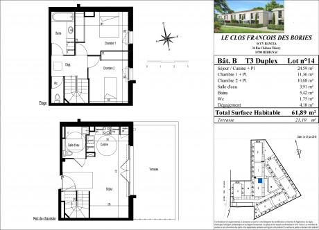 Lot 14 T3 Duplex - "Le Clos François des Bories", nouvelle résidence à Mérignac