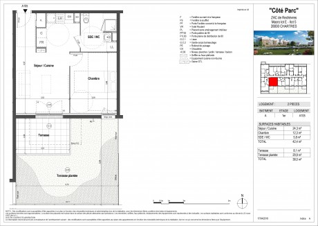 Lot A105 T2 - "Côté Parc", La nouvelle résidence à Chartres