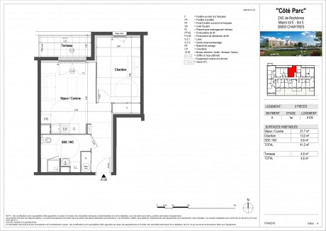 Lot A109 T2 - "Côté Parc", La nouvelle résidence à Chartres