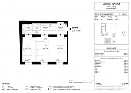 Lot A101 T3 - "La Maison Houot", Bel immeuble ancien à Nancy