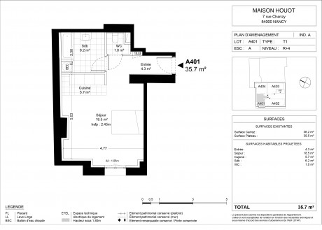 Lot A401 T1 - "La Maison Houot", Bel immeuble ancien à Nancy