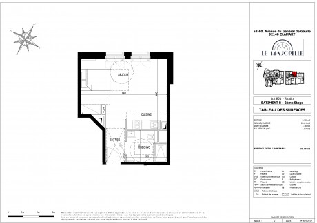 Lot B21 Studio - "Le Majorelle" la nouvelle résidence à Clamart dans les Hauts-de-Seine