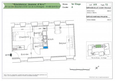 Lot A11 T2 - À Bayeux, découvrez la nouvelle résidence "Jeanne d'Arc"