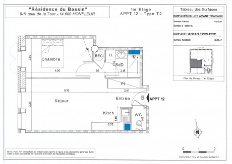 Lot 12 T2 - "La Résidence du Bassin", le nouvel immeuble à Honfleur