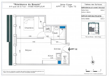 Lot 32 T2 - "La Résidence du Bassin", le nouvel immeuble à Honfleur