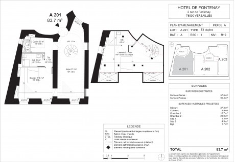 Lot A201 T3 Duplex - "L'Hôtel de Fontenay" un ensemble immobilier d'exception