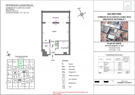 Lot 307 T1 Bis - "Sea Side Park" la nouvelle résidence à Villeneuve-Loubet, en démembrement
