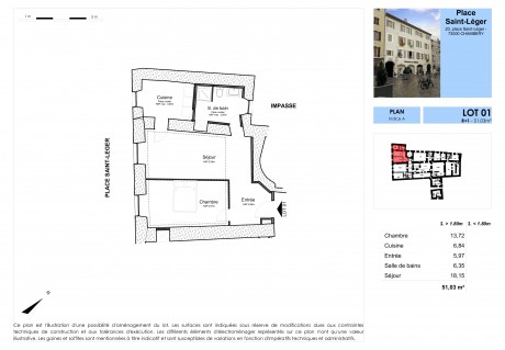 Lot 01 T3 - "20 Place Saint-Léger", un immeuble rénové au coeur de Chambéry