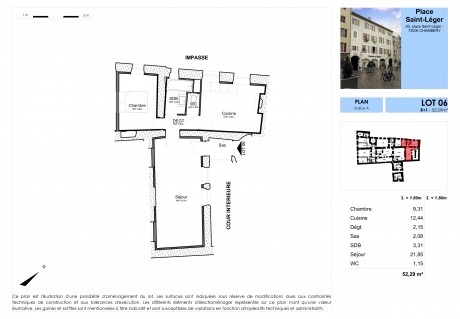 Lot 06 T3 - "20 Place Saint-Léger", un immeuble rénové au coeur de Chambéry