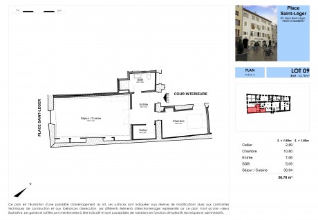 Lot 09 T2 - "20 Place Saint-Léger", un immeuble rénové au coeur de Chambéry