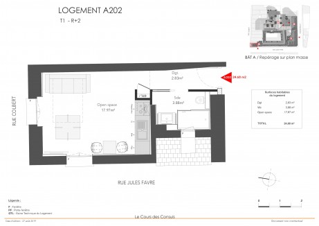 Lot A202 T1 - "La Cour des Consuls", le nouvel ensemble immobilier au coeur de Tours
