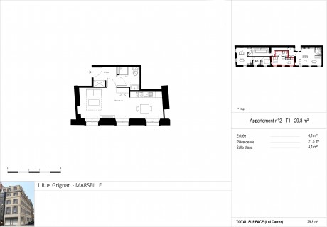 Lot 2 T1 - "1 Rue Grignan", un bel immeuble rénové au coeur de Marseille