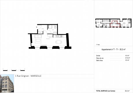 Lot 7 T1 - "1 Rue Grignan", un bel immeuble rénové au coeur de Marseille