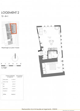 Lot 2 T2 - Au "6 Rue de l'Apport", au coeur de Dinan, découvrez ce bel immeuble restauré