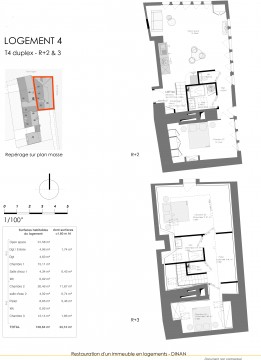 Lot 4 T4 Duplex - Au "6 Rue de l'Apport", au coeur de Dinan, découvrez ce bel immeuble restauré