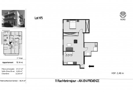 Lot 5 T2 - "Rue Montmajour" un bel immeuble restauré à découvrir au coeur d'Aix-en-Provence