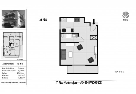 Lot 6 T1 - "Rue Montmajour" un bel immeuble restauré à découvrir au coeur d'Aix-en-Provence