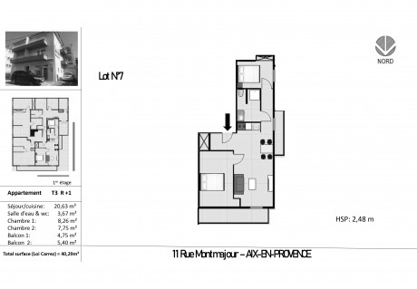 Lot 7 T3 - "Rue Montmajour" un bel immeuble restauré à découvrir au coeur d'Aix-en-Provence