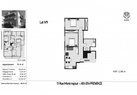 Lot 9 T3 - "Rue Montmajour" un bel immeuble restauré à découvrir au coeur d'Aix-en-Provence