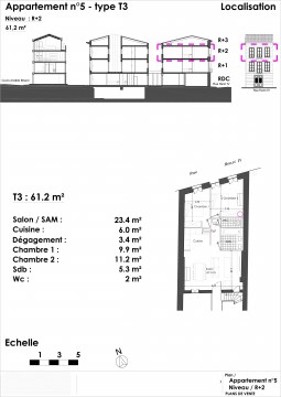 Lot 5 T3 - Rue Henri IV à Bordeaux - Réhabilitation d'un immeuble de 5 lots