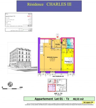 Lot 1 T2 - Résidence Charles III