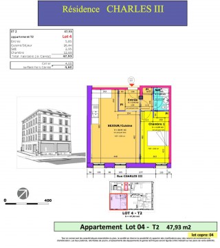 Lot 4 T2 - Résidence Charles III