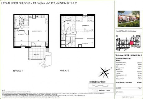 Lot 112 T3 Duplex - Les Allées du Bois