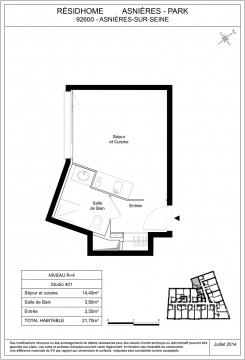 n°401 Studio - Residhome Asnière Park